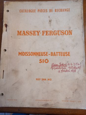 Catalogue pièces de rechange moissonneuse batteuse 510