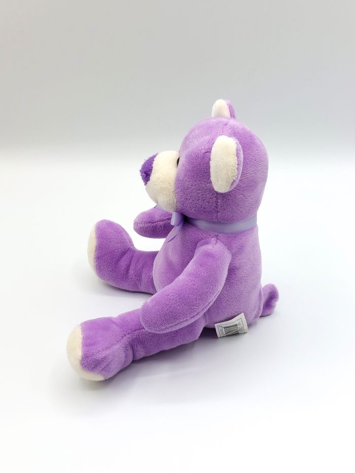 Petite peluche ours mauve violet blanc ESPRIT PROVENCE OUR01 nœud doudou 14 cm - photo numéro 2