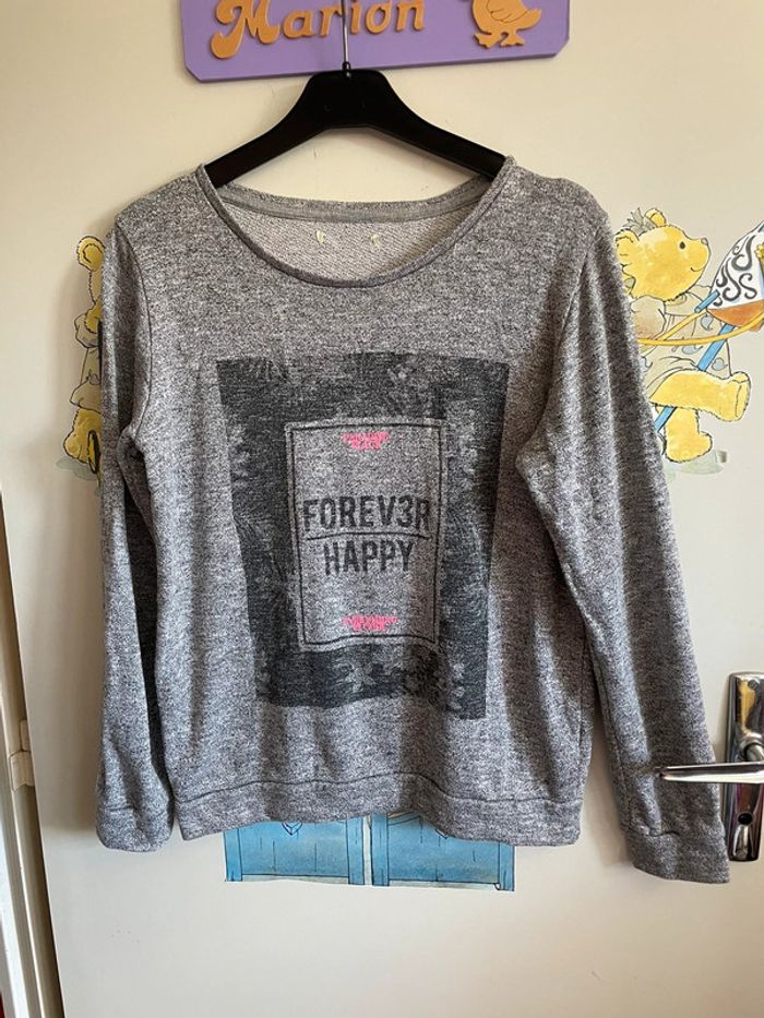 Pull gris à motifs, taille Xs, marque Gemo