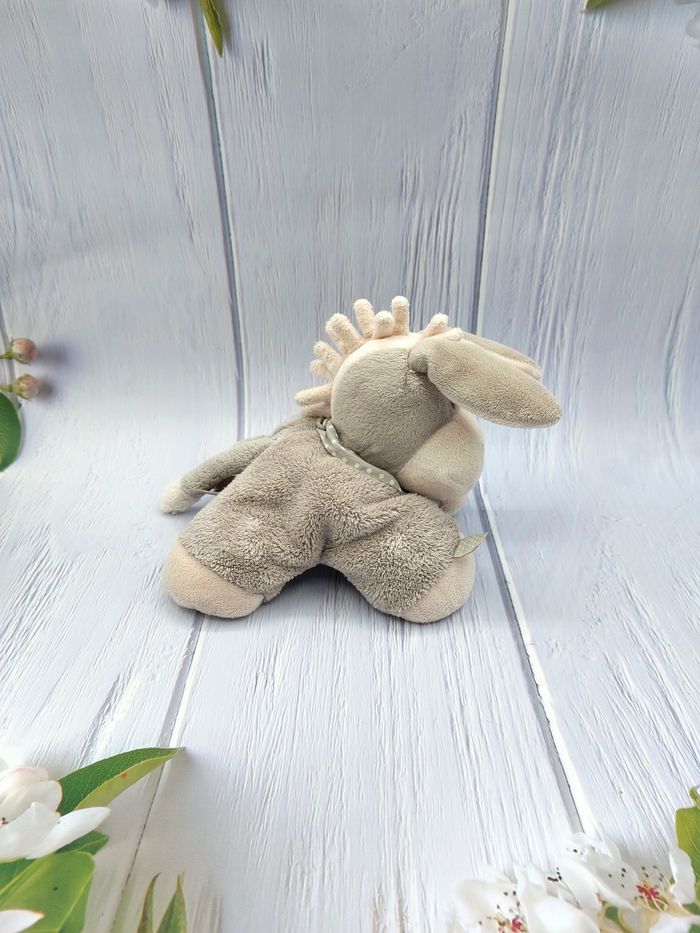 Peluche doudou âne gris beige NATTOU bandana pois blanc 20 cm billes pattes - photo numéro 4