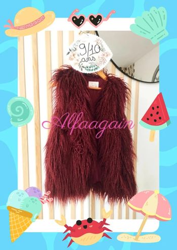 Gilet boléro poils longs Zara bordeaux 9/10ans