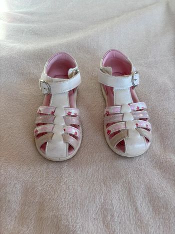 🌷sandalettes blanc nacré et rose clair fille 24🌷