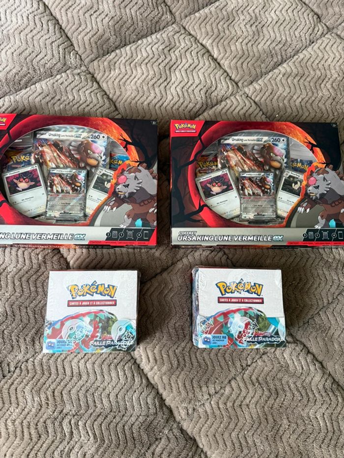 Lot Pokémon Collector – Coffrets Ursaking EX + Boosters faille Paradoxe neuf scellé