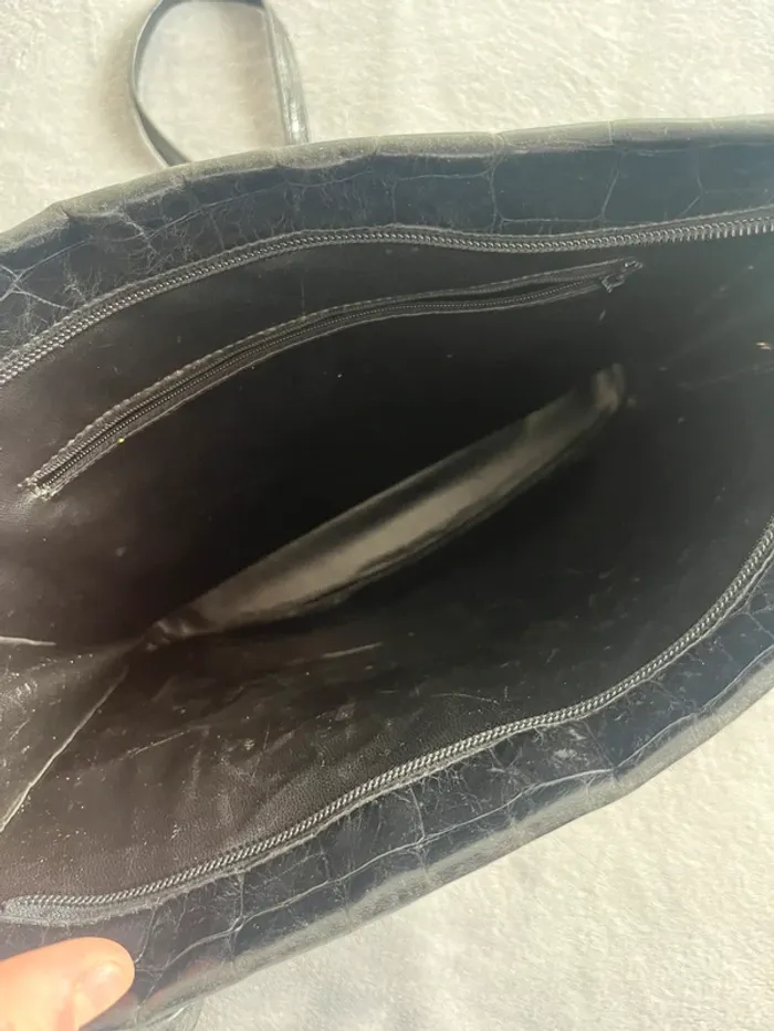 Sac cabas effet croco L.Credi – Élégance noir vintage - photo numéro 3