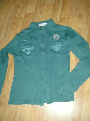 Tee shirt ATTENTIF col chemise outremer, 2 poches taille M TBE