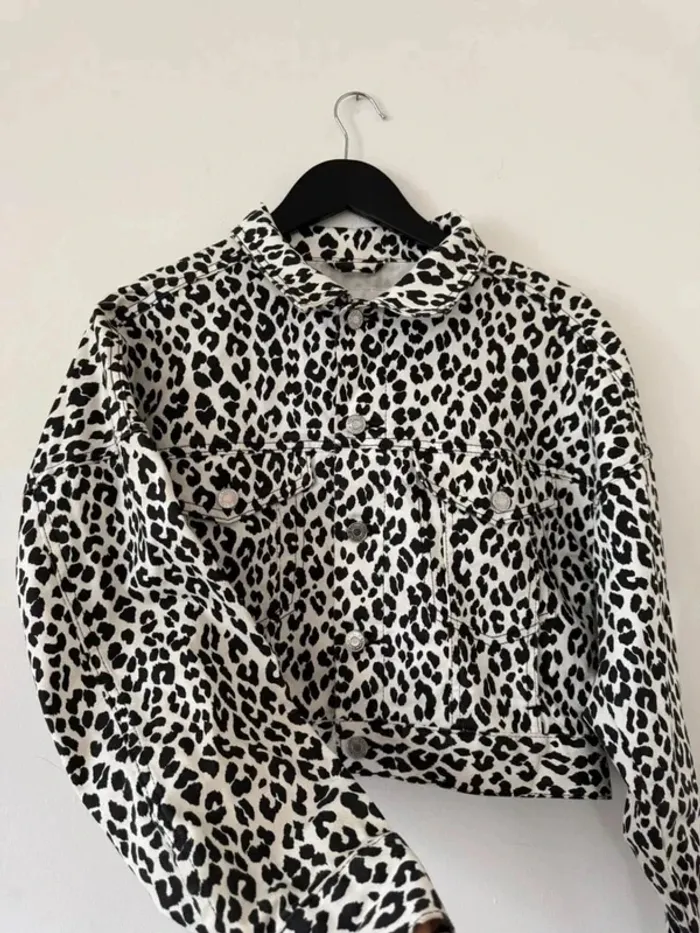 Veste Jean H&M Imprimé Léopard Taille XXS - photo numéro 8