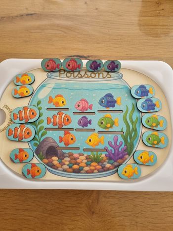 Petit insert pour  bac Trofast " Poissons " avec jetons de différents Poissons 