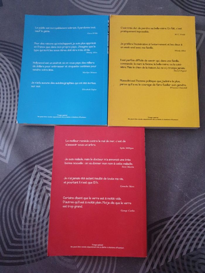 Lot de 3 livres "Boite citations humour" - photo numéro 2