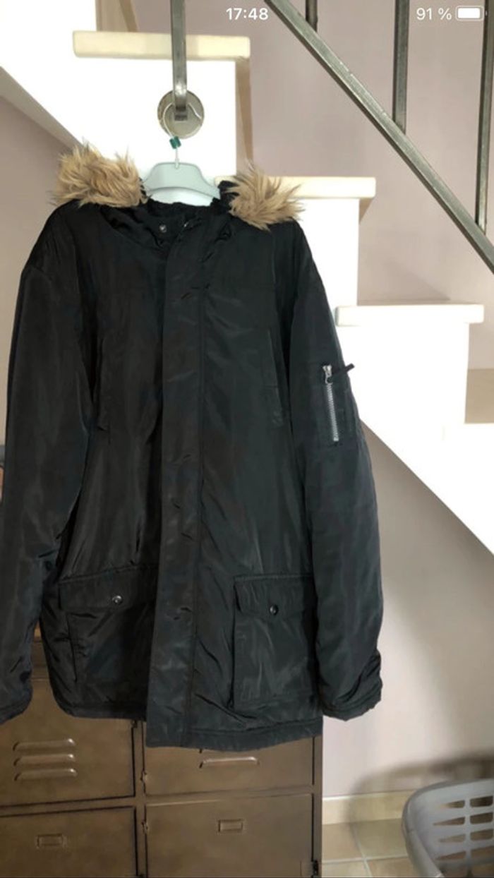 Manteau noir chaud 16 ans gemo capuche - photo numéro 2