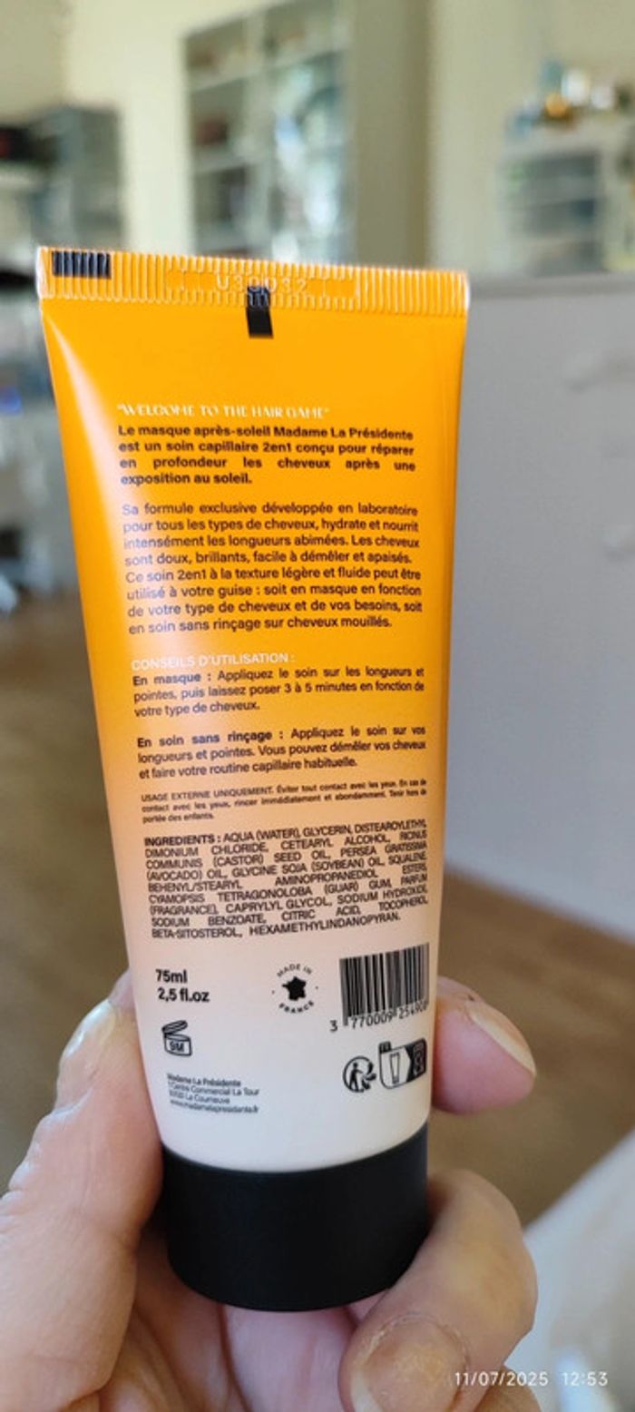 Madame la Présidente masque capillaire after Sun parfum monoï 75 ml - photo numéro 2