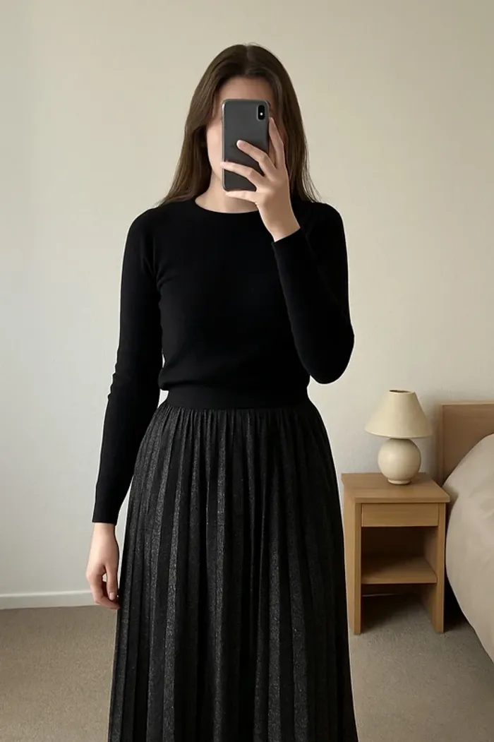 Jupe plissée pailletée Johanna Paris – Taille élastiquée 38 - photo numéro 2
