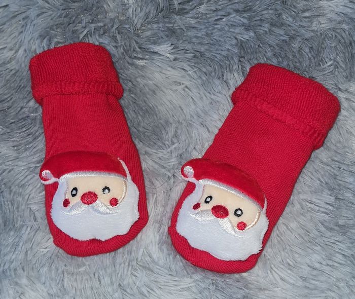 chaussettes bébé noël  père noël - photo numéro 2