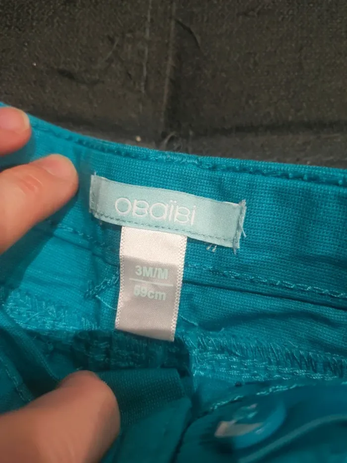 Short en jeans garçon 3 mois bleu - photo numéro 3