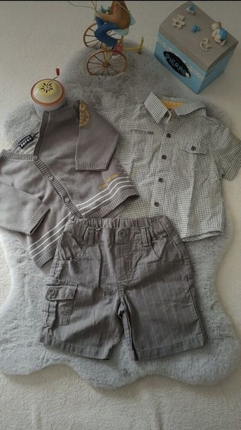 Ensemble gilet chemise manches courtes et short Tout compte fait 6 mois
