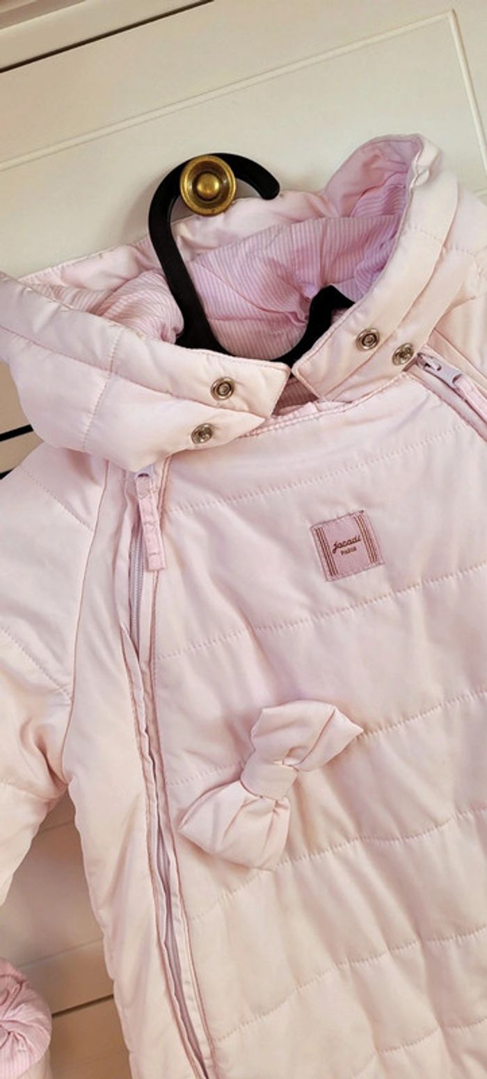 Magnifique Combi-pilote avec moufles, capuche, imperméable-Rose clair-vichy-Jacadi 6mois Neuve - photo numéro 2