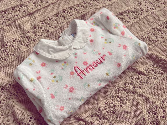 Pyjama velours à fleurs