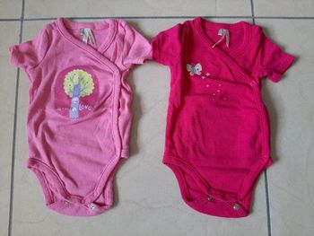 Lot de 2 bodys manches courtes fille 3 mois