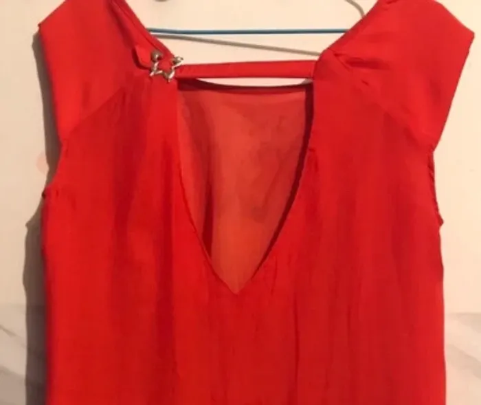 Robe femme été imprimé manches courtes rouge jaune taille M - photo numéro 3