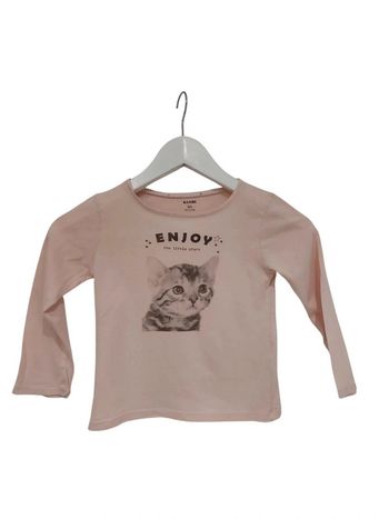 T-shirt manches longues rose motif chat 5 ans