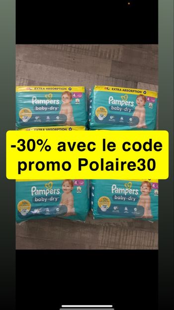 Six paquets de couches Pampers taille 4+