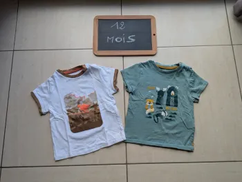 Lot de 2 tee-shirts manches courtes obaïbi 12 mois