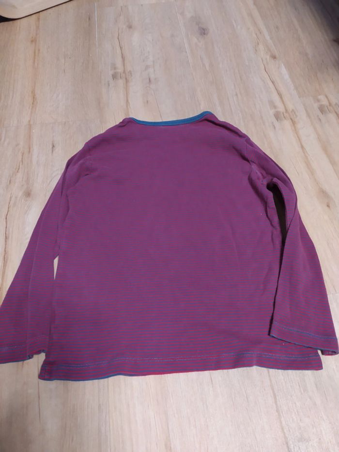 T-shirt manche longue DPAM rouge rayé 8 ans - photo numéro 4