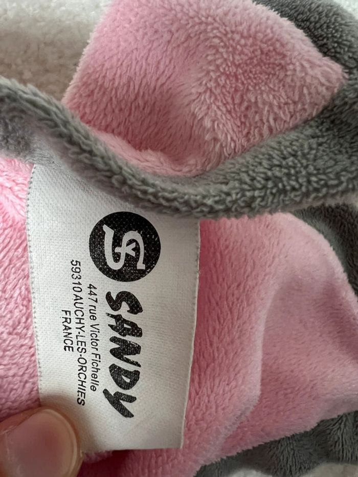 Doudou plat éléphant rose et gris Sandy - photo numéro 3
