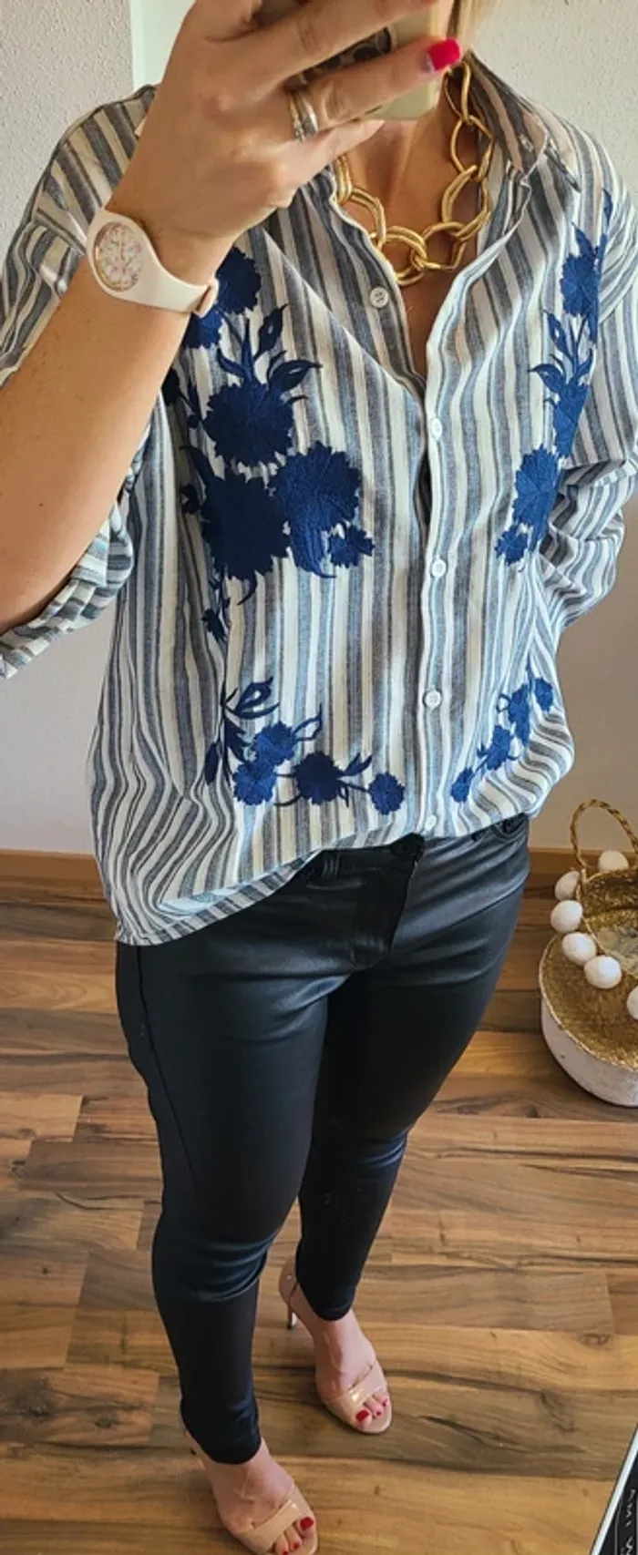 Chemise rayée brodée, Taille 36 au 40, Neuve avec étiquette - photo numéro 13