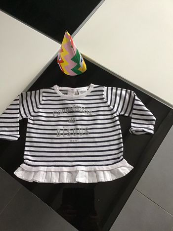 Tunique rayée inscription à paillettes argent 9 mois