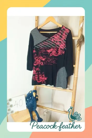Haut noir et rouge L