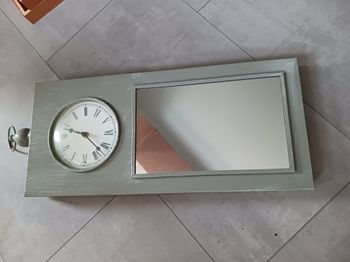 horloge et miroir rectangle gris en fer 60 x 24 cm Neuf