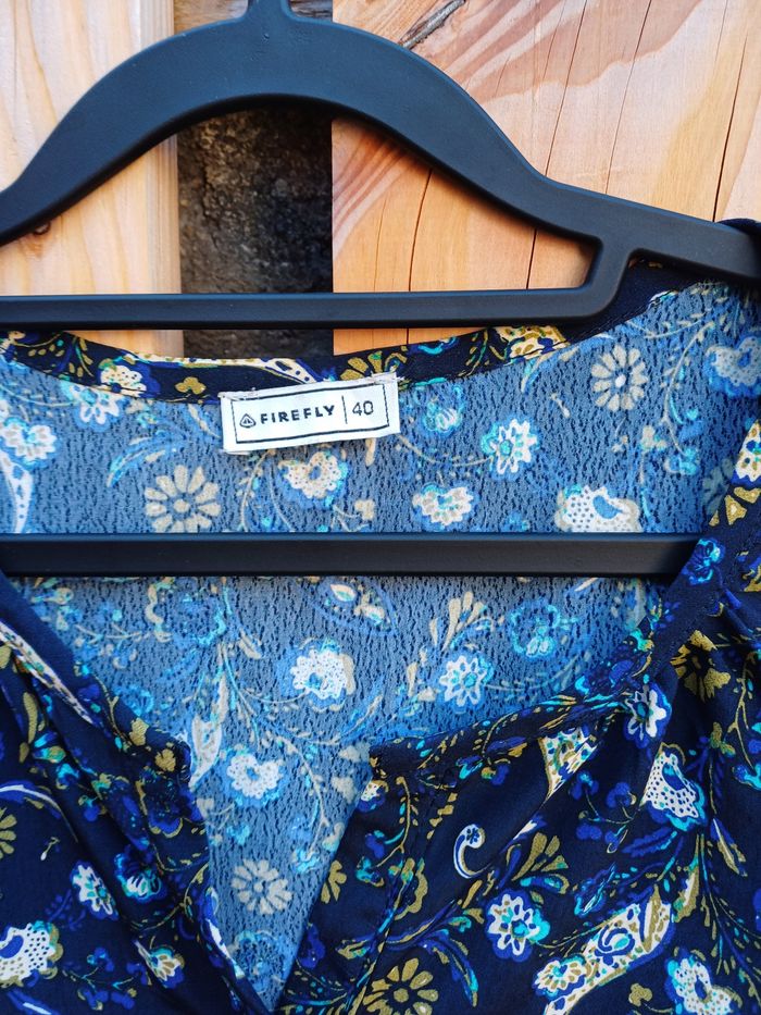 Jolie blouse à manches courtes bleue imprimé fleuri Firefly - photo numéro 4