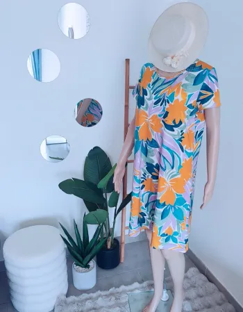 💎 Robe d'été colorée manches courtes • 42/44 • Afibel • Jamais portée 💎