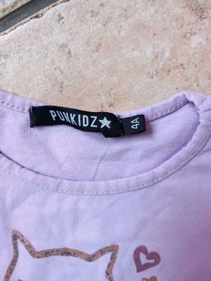 T-shirt coton 4 ans dessin chat punkidz - photo numéro 2