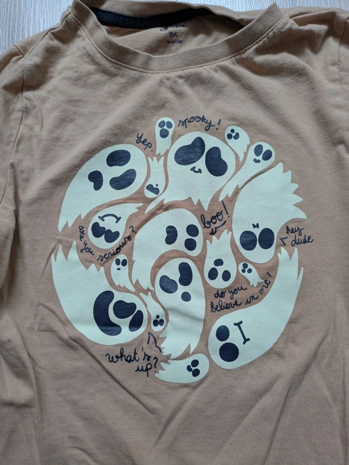 T-shirt manches longues garçon 8 ans halloween phosphorescent - photo numéro 2