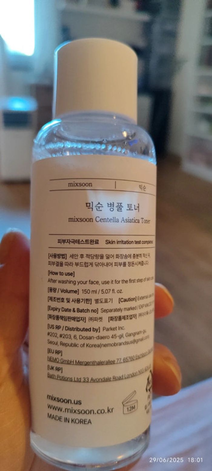 Kbeauty Mixsoon Centella Asiatica Toner 150 ml - photo numéro 5