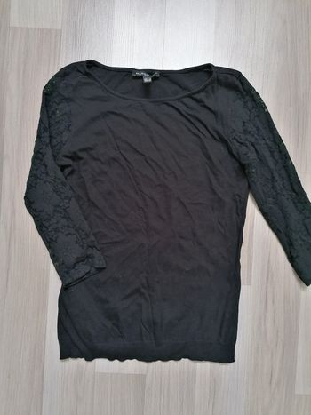 T-shirt manches longues mango noir dentelle