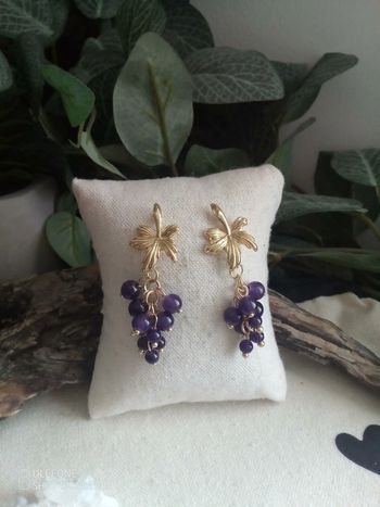 Boucles d'oreilles grappes d'améthyste 💜.