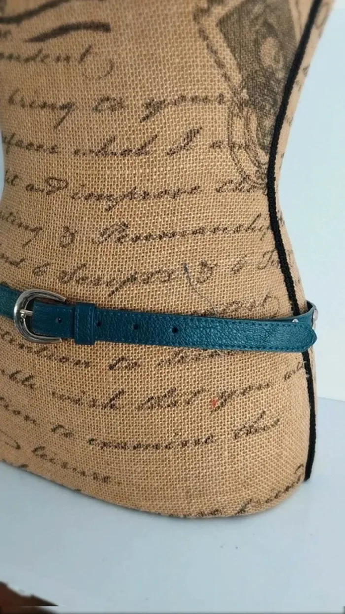 Ceinture bleu canard ronds doré 90 cm - photo numéro 5