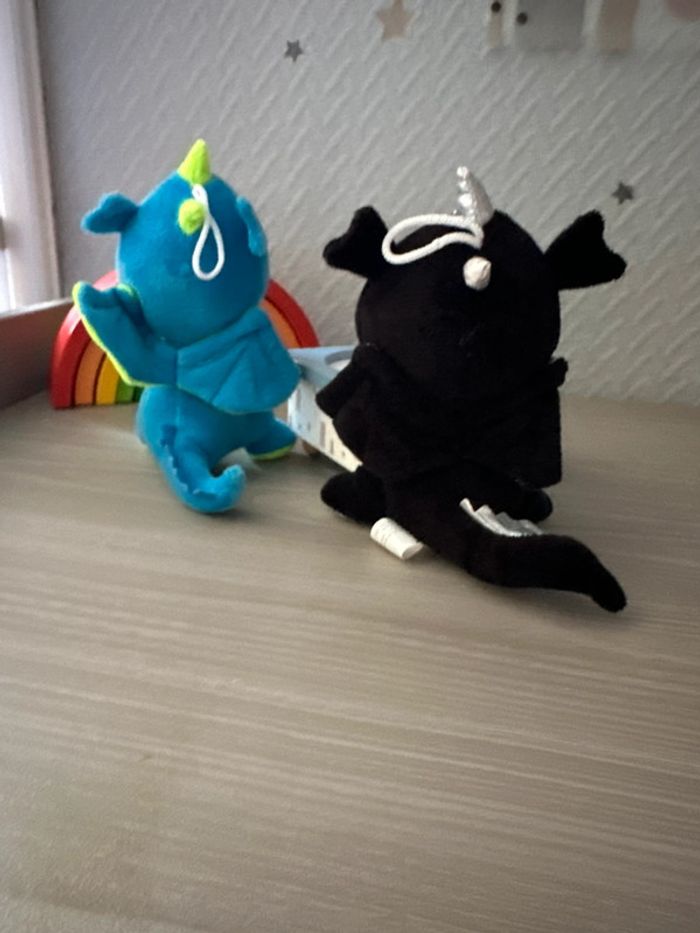Lot 2 doudou peluche dragon - photo numéro 2