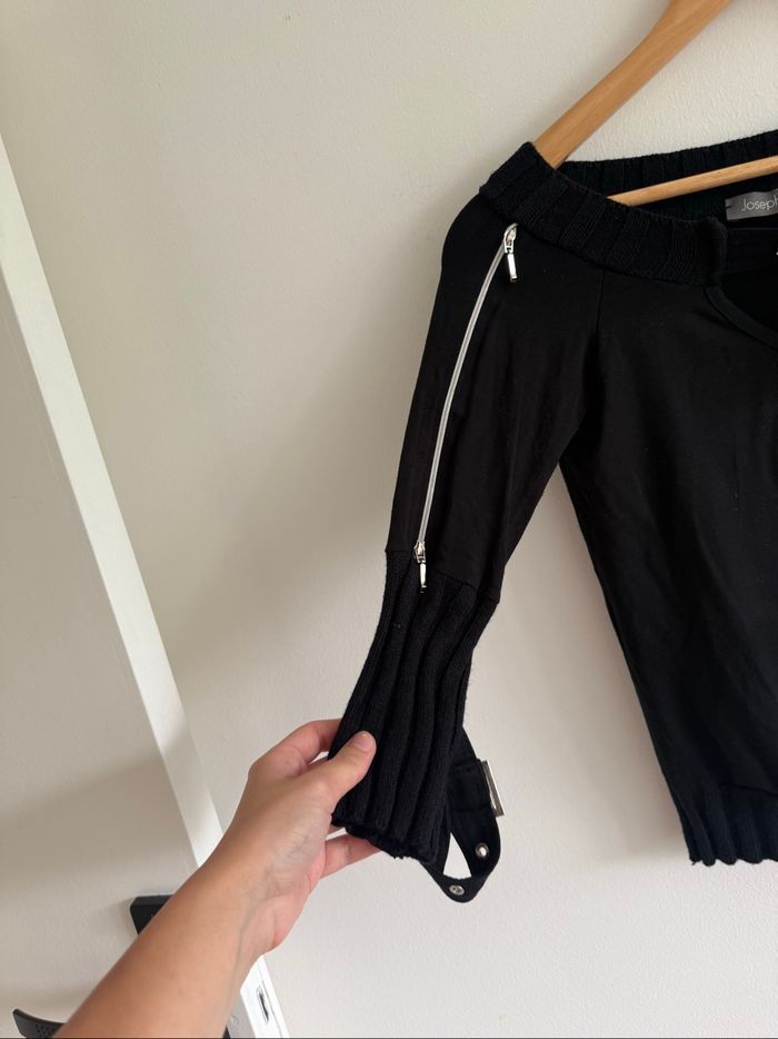 Blouse manches 3/4 léger noir avec détails rock taille 36 S - photo numéro 4