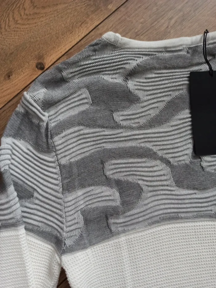 Pull blanc et gris barbossa homme manches longues M - photo numéro 6