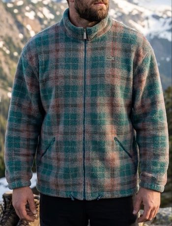 Veste polaire homme vintage Chemise Lacoste c'est sapin beige- Made in France - Taille 7 ou XXL