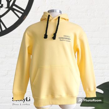 Sweat à capuche jaune "Deeply Concerned" Soutien à l'Ukraine Taille S