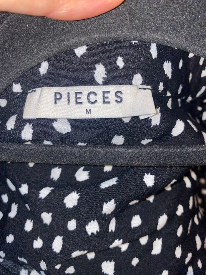 🖤 Robe chemise noire imprimé blancs – Pieces Taille M - photo numéro 7