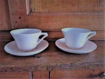 2 tasses St Amand amandinoise rose art déco
