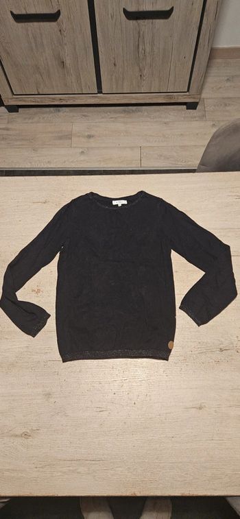 Pull noir léger à manches longues et bord brillant, Tex 11/12 ans, nickel