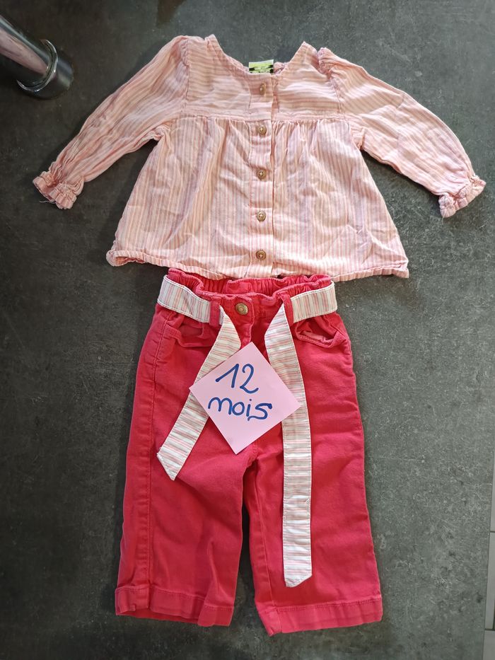 Ensemble chemisier + pantalon large 12 mois