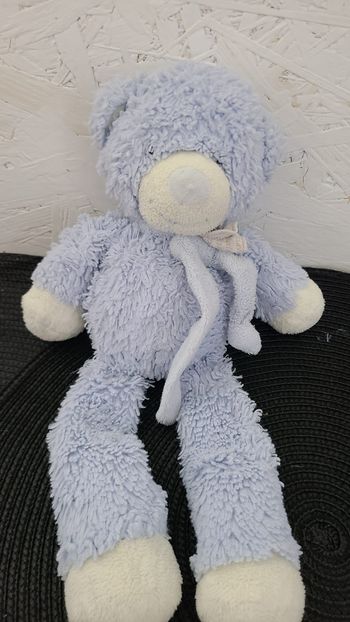 Doudou ours DOUDOU ET COMPAGNIE ours bonbon bleu longues jambes 30 cm