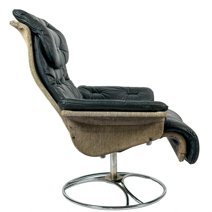 Fauteuil vintage Söderbergs cuir & chrome Suède 70s - photo numéro 3